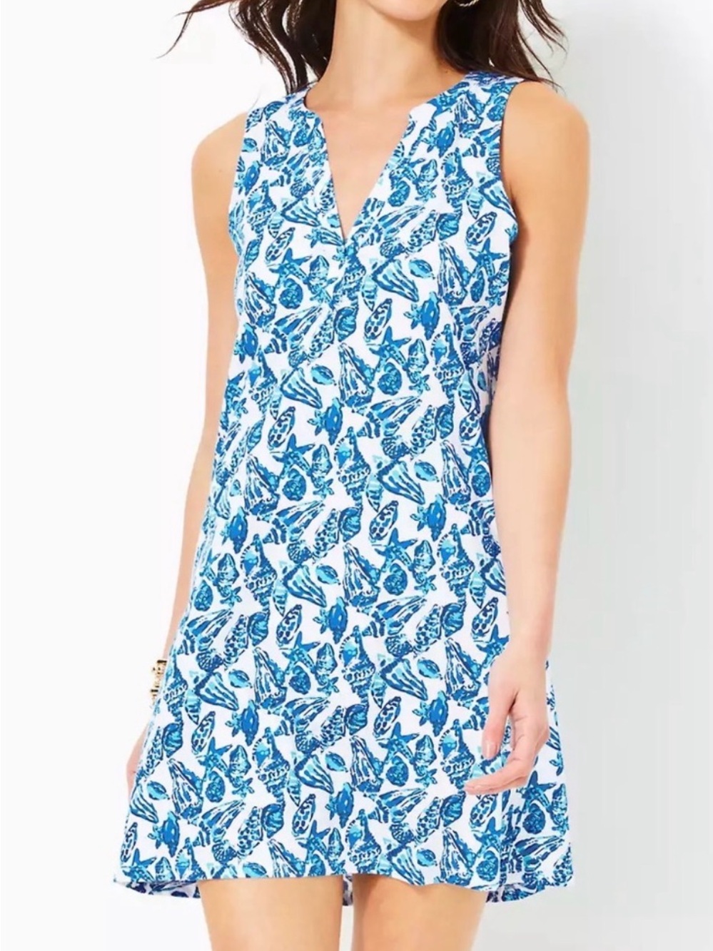 🐚 NWOT Ladies Size L Lilly Pulitzer Dev Dress Resort White Shell Collector 🐚